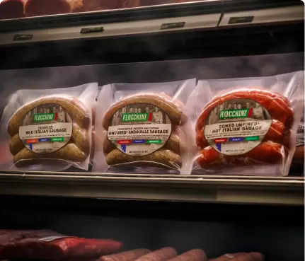 Sausage products in retail case