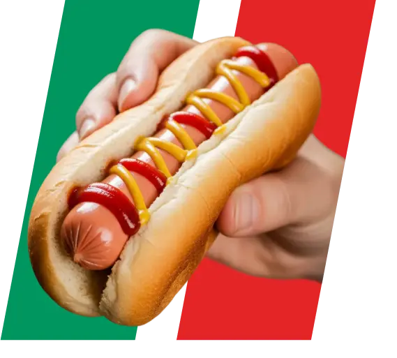 Salchicha italiana servida en pan fresco